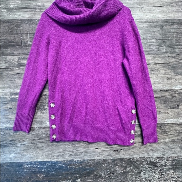 LOFT Purple Cowl Neck Sweater with Long Sleeves and Cozy Texture - Picture 1 of 6